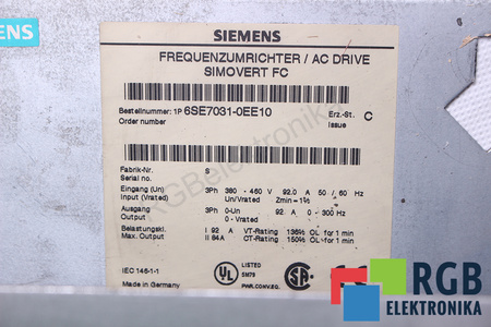 6SE7031-0EE10 SIEMENS SIMOVERT MASTERDRIVES