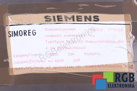 6RA2125-6DV66-0 SIEMENS D400/65 400V 65A SIMOREG K