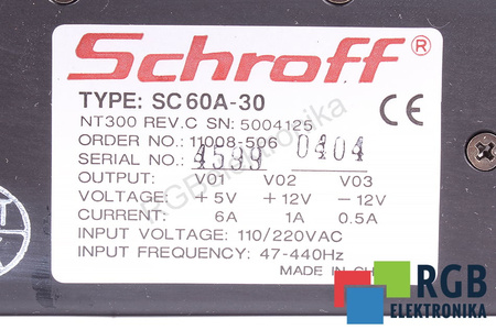 SC60A-30 SCHROFF ALIMENTATION POUR ORDINATEUR