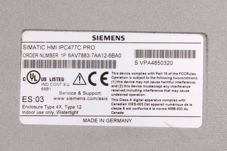 6AV7883-7AA12-6BA0 SIEMENS SIMATIC HMI IPC477C PRO