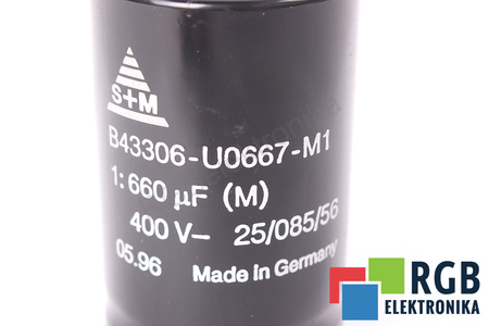 CONDENSATEUR B43306-U0667-M1 S+M 25/085/56 660UF, 400VDC