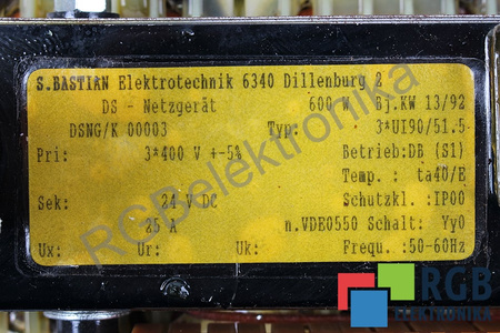 DSNG/K00003 S.BASTIAN ELEKTROTECHNIK PRI 3X400VAC SEK 24VDC 25A 600W