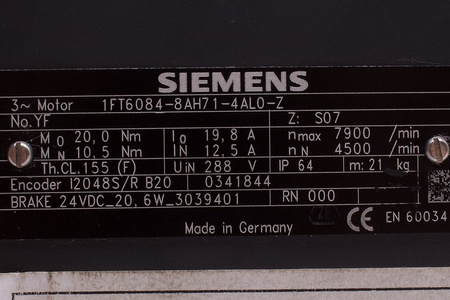1FT6084-8AH71-4AL0-Z SIEMENS SIMOTICS S 1FT6