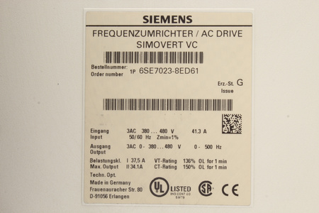6SE7023-8ED61 SIEMENS SIMOVERT MASTERDRIVES
