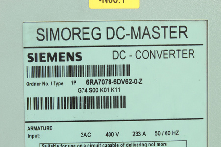 6RA7078-6DV62-0-Z Z: G74 S00 K01 K11 SIEMENS SIMOREG