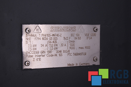 1PH6105-4NF40-Z Z:K10 SIEMENS AC MAIN SPINDLE MOTOR 1PH6