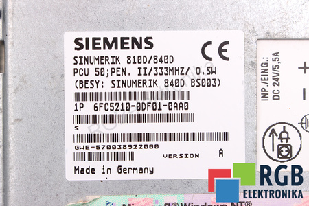 6FC5210-0DF01-0AA0 SIEMENS SINUMERIK PCU 50 VERSION A