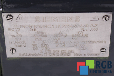 1HC5116-0ZL16-1RU7-Z Z:C10 G19 K22 K85 SIEMENS DC MOTOR 1HC5