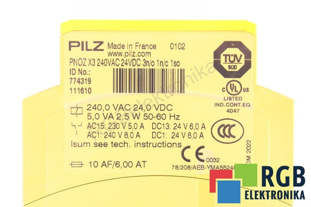 PNOZ X3 240VAC 24VDC 3N/O 1N/C 1SO PILZ 774319 RELAIS DE SÉCURITÉ