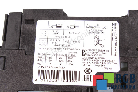 3RV2021-4AA20 SIEMENS SIRIUS SECTIONNEUR