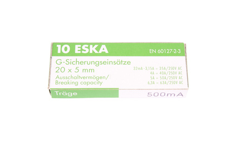 FUSIBLE TEMPORISÉ 522.514 ESKA ZKT-0.5A 250V,5X20MM 10PCS