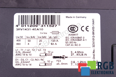 3RV1431-4EA10 SIEMENS SIRIUS SECTIONNEUR