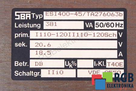 ESI400-45/TA276063B SBA 110-120V, 20.6V TRANSFORMATEUR