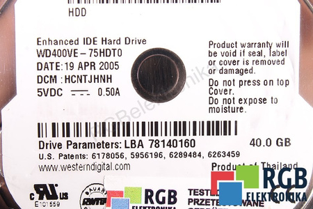 WD400VE-75HDT0 WESTERN DIGITAL WD400 SCORPIO 40GB