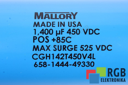 CONDENSATEUR CGH142T450V4L MALLORY 1.400UF, 450V