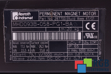 MHD093B-058-PG1-BA INDRAMAT CAPOT DU CODEUR