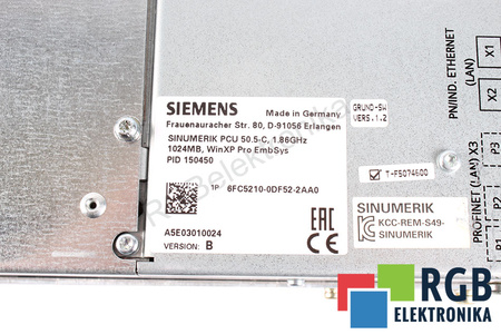 6FC5210-0DF52-2AA0 SIEMENS VERSION B SINUMERIK PCU 50.5-C