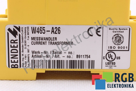 W465-A26 BENDER 630VAC 500MVA 0-1000HZ TRANSFORMATEUR DE COURANT