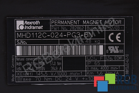 MHD112C-024-PG3-BN INDRAMAT 8661114H09 ROTOR AVEC FREIN