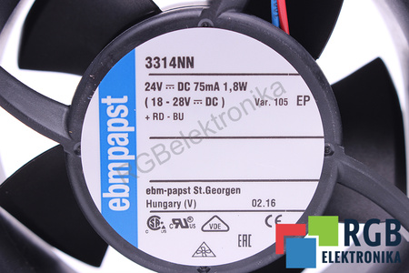 3314NN EBM PAPST 92X92X32MM, 24V, 0.075A VENTILATEUR