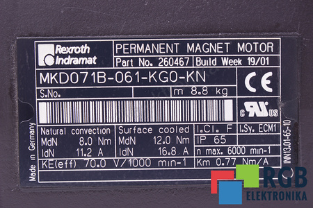 MKD071B-061-KG0-KN REXROTH INDRAMAT PALIER ARRIERE