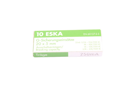 FUSIBLE TEMPORISÉ 522.511 ESKA ZKT-0.25A 250V, 0.25A, 5X20MM, 10PCS