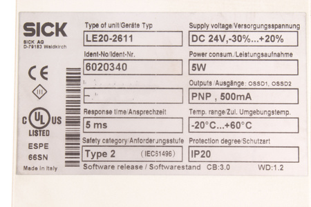 LE20-2611 SICK 6020340 RELAIS DE SÉCURITÉ