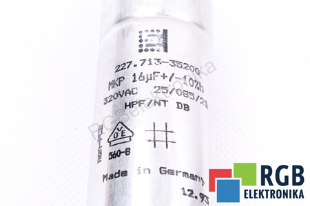 CONDENSATEUR 227.713-35200 ELECTRONICON 16UF, 320VAC