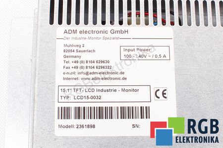 LCD15-0032 ADM ELECTRONIC 100-240V 0.5A 15.1 MONITEUR LCD