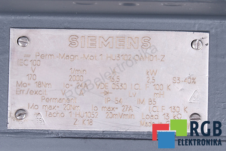 1HU3102-0AH01-Z Z:K18 SIEMENS DC SERVOMOTOR 1HU3