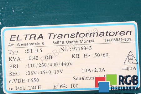ST0.5 ELTRA 110/230/400/440V, 36/15-0-15V TRANSFORMATEUR