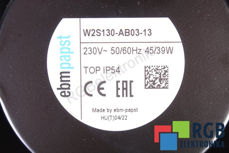 W2S130AB0313 EBM PAPST W2S130-AB03-13 172X150X55MM, 230V, 172MM VENTILATEUR