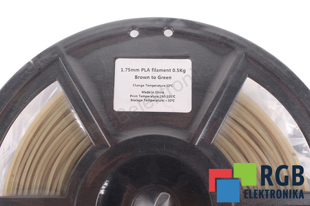 1,75MM PLA FILAMENT 0.5KG BROWN TO GREEN FLASHFORGE DIMENSION EXTÉRIEURE DE LA BOBINE 180MM, DIMENSION INTÉRIEURE DE LA BOBINE 50MM, LARGEUR DE LA BOBINE 45MM