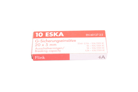 FUSIBLE CYLINDRIQUE RAPIDE EN VERRE 520.623 ESKA ZKS-4A 250V, 4A, 5X20MM, 10PCS