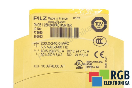 PNOZ 1 230-240VAC 3N/O 1N/C PILZ 775650 RELAIS DE SÉCURITÉ