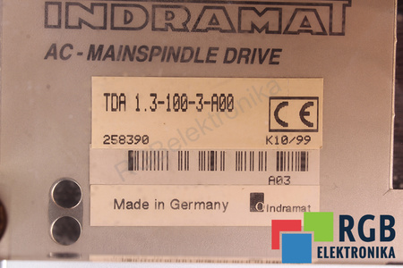 TDA1.3-100-3-A00 INDRAMAT R911258390 AC-MAIN SPINDLE DRIVE