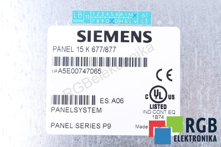 A5E00747065 SIEMENS SIMATIC PANEL PC 677/877 15K 677/877 SERIES P9