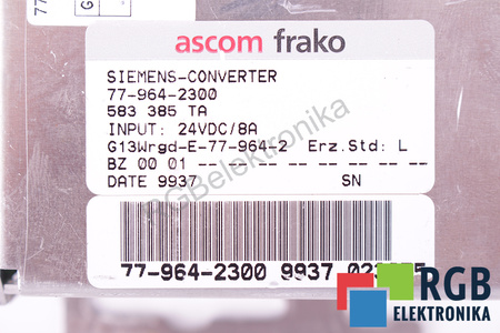 77-964-2300 SIEMENS ASCOM 583 385 TA SINUMERIK FM NC/810D/810DE/840D/840DE