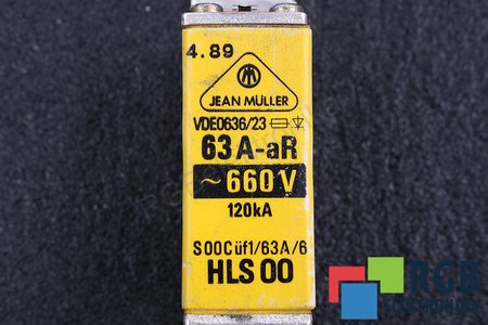 FUSIBLE HLS00 JEAN MULLER VDE0636/23 63A-AR, 660VAC, 120KA