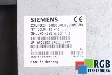 6FC5203-0AB11-0AA2 SIEMENS VERSION C SINUMERIK FM NC/810D/810DE/840D/840DE FLAT OPERATOR PANEL OP031