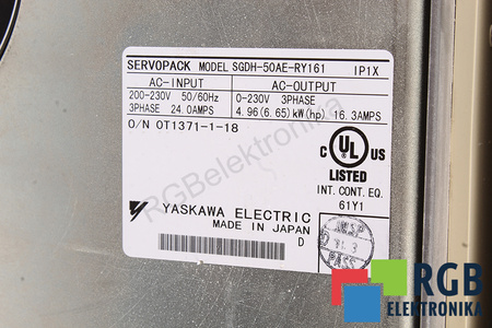 SGDH-50AE-RY161 YASKAWA SERVOPACK