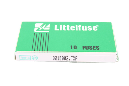 FUSIBLE CYLINDRIQUE TEMPORISÉ EN VERRE 0218002.TXP LITTELFUSE 250V, 2A, 5X20MM, 10PCS