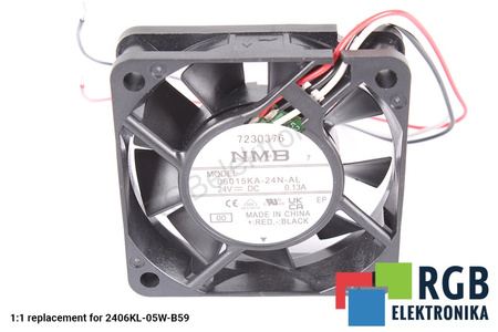 06015KA-24N-AL NMB TECHNOLOGIES PIÈCE DE RECHANGE A90L-0001-0506#105 2406KL-05W-B59 60X60X15MM, 24V, 0.13A VENTILATEUR