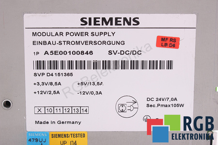 A5E00100846 SIEMENS SIMATIC PC ALIMENTATION POUR ORDINATEUR