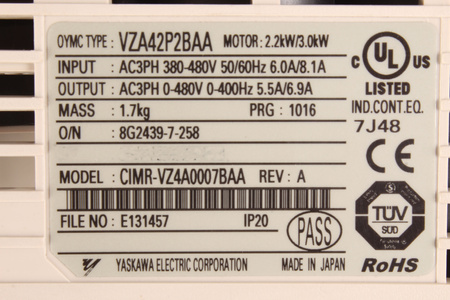 CIMR-VZ4A0007BAA YASKAWA VZA42P2BAA