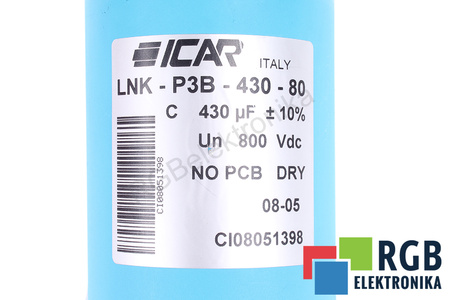 CONDENSATEUR LNK-P3B-430-80 ICAR 430UF, 800V