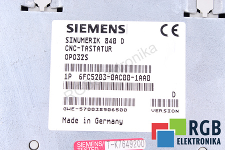 6FC5203-0AC00-1AA0 SIEMENS SINUMERIK OP032S VERSION D CLAVIER