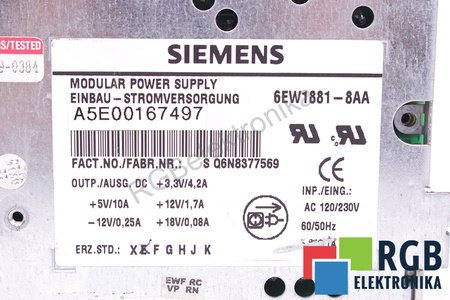 6EW1881-8AA SIEMENS SIMATIC PC A5E00167497 POUR PC670