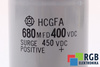 CONDENSATEUR HCGFA HITACHI 680MFD, 400VDC, 450VDC