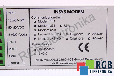 MODEM 336 INSYS 10-80VDC COMMUNICATION UNIT MODEM